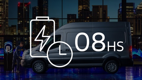 Recarga CA em 8hrs com 11kW do Ford E-Transit